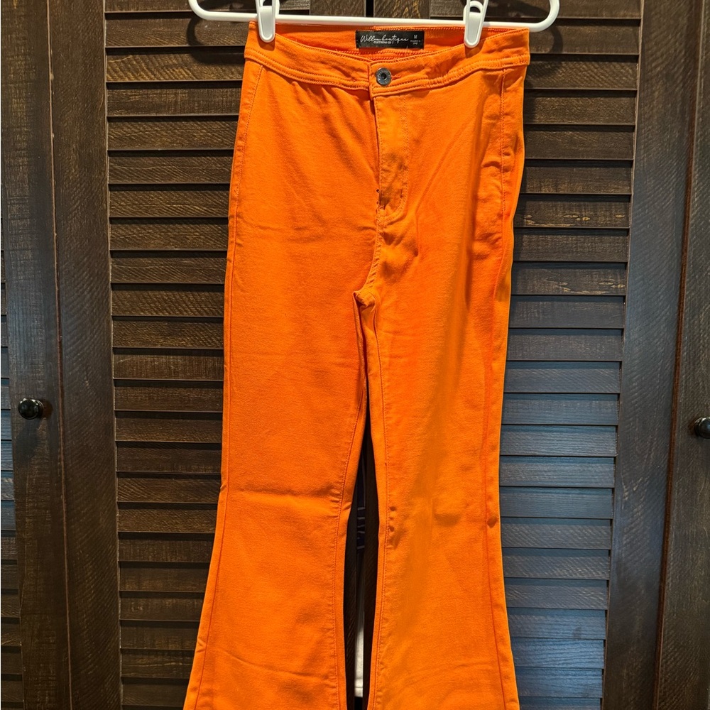 Orange High-Waisted Flared Women's Jeans